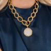 Mixed Metal Franc Chain Necklace