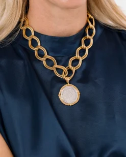 Mixed Metal Franc Chain Necklace