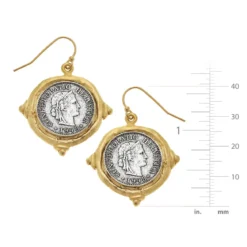 Mixed Metal French Franc Coin Earrings