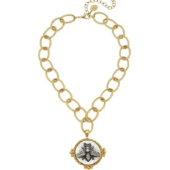 Mixed Metal Queen Bee Necklace