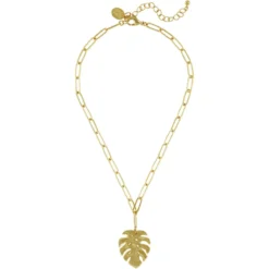 Monstera Paperclip Necklace