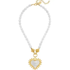 Mother of Pearl Heart Pearl Necklace