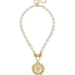 Mother of Pearl Jerusalem Cross Pearl Necklace