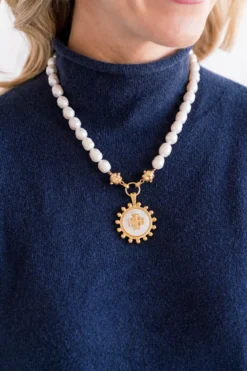 Mother of Pearl Jerusalem Cross Pearl Necklace