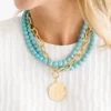 Multi Strand Turquoise + Coin Necklace