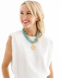Multi Strand Turquoise + Coin Necklace