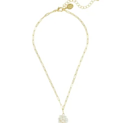 Pearl Cluster Paperclip Necklace