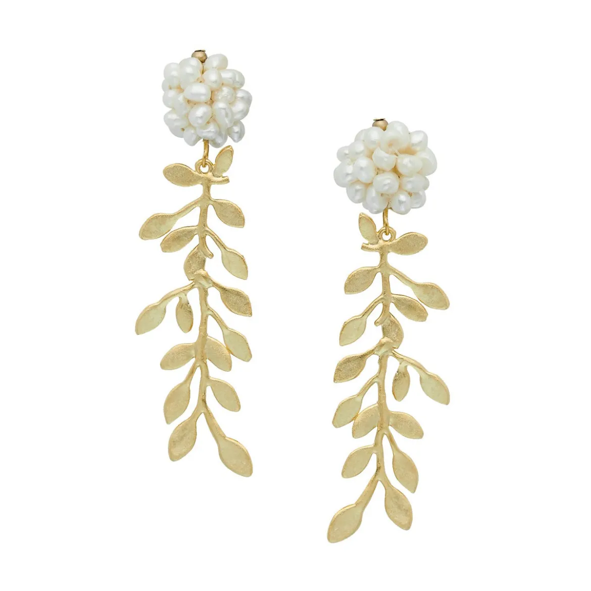 Pearl Cluster Vine Earrings