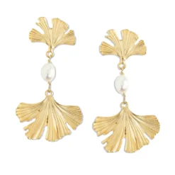 Pearl Ginkgo Earrings