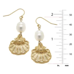 Pearl + Scallop Drop Earrings