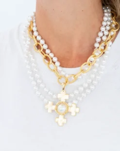 Quad Cross Multi-Strand Pearl Necklace