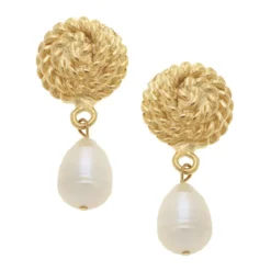 Rope Pearl Drop Earrings