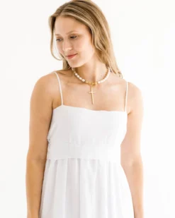 Tall Cross Pearl Necklace