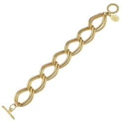 Textured Double Link Chain Bracelet