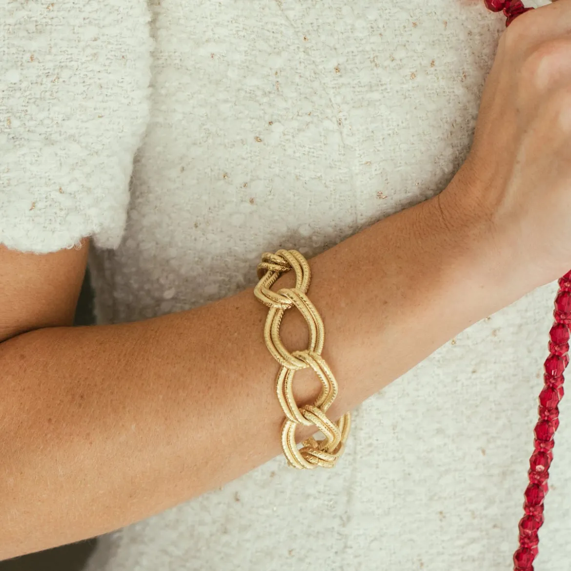 Textured Double Link Chain Bracelet