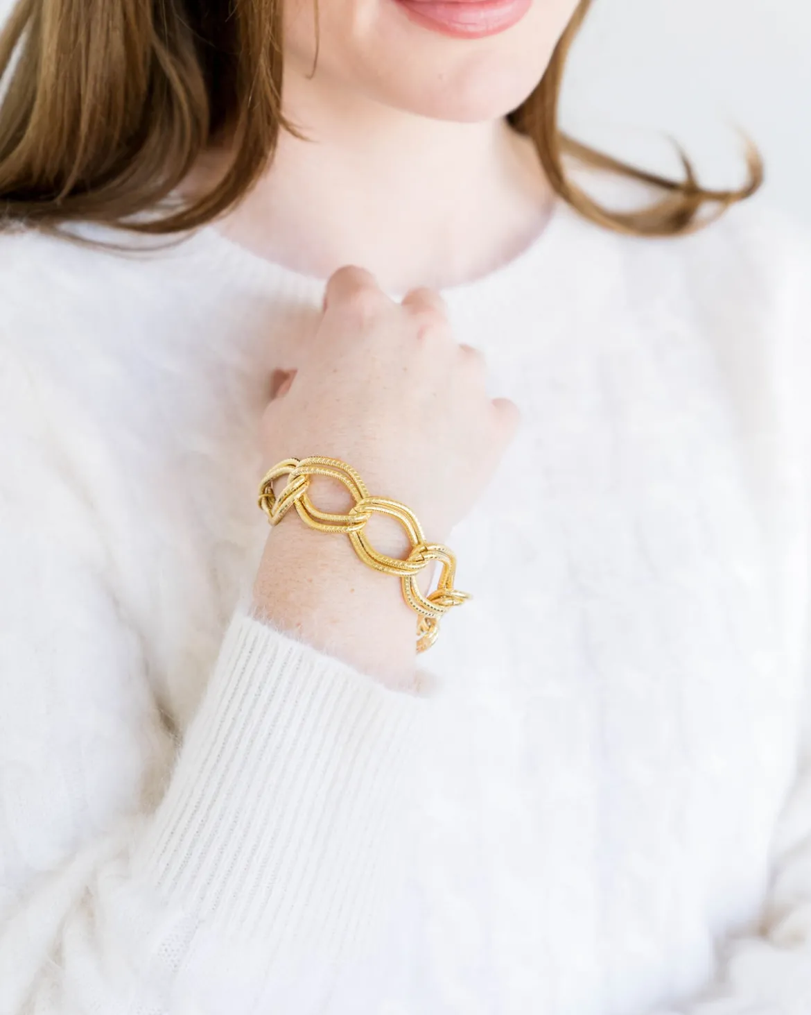 Textured Double Link Chain Bracelet