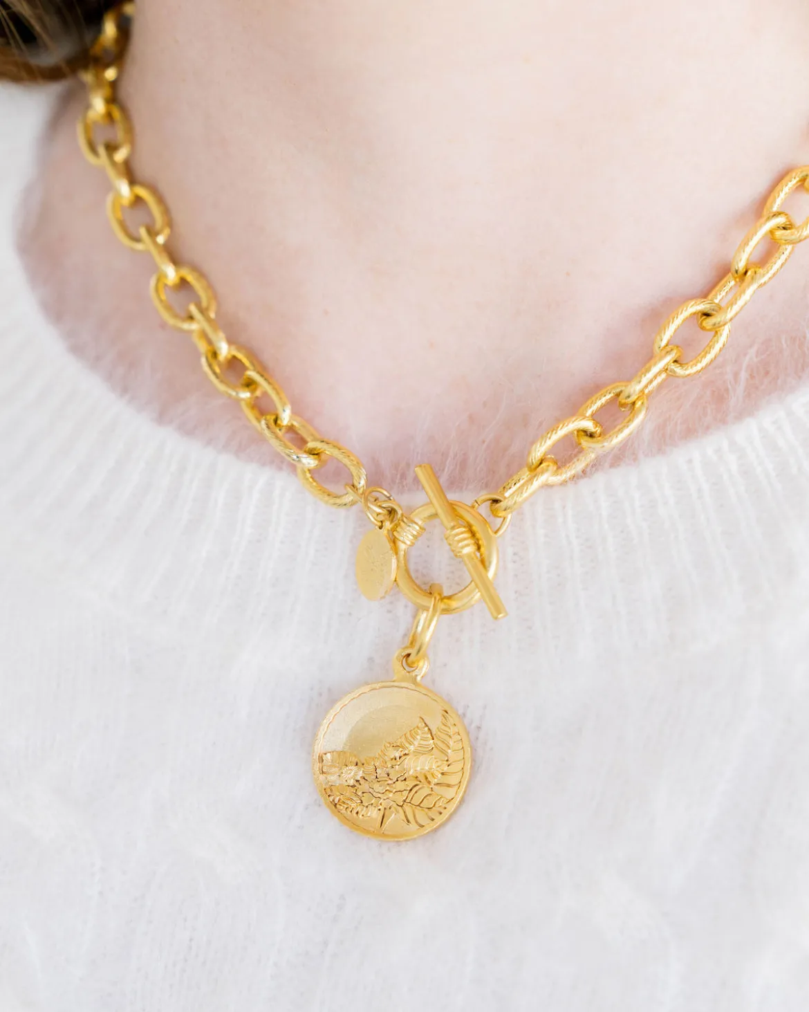 Tobacco Leaf Toggle Necklace
