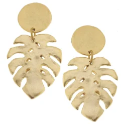 Tropical Palm Leaf Earrings