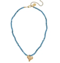 Turquoise Heart Beaded Necklace