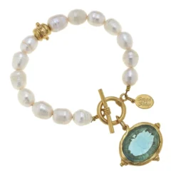 Venetian Glass Bee Pearl Bracelet