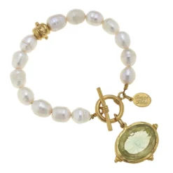Venetian Glass Bee Pearl Bracelet